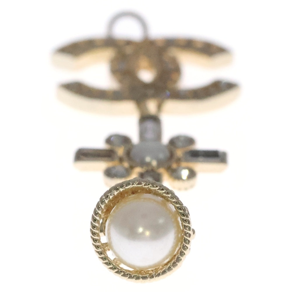 CHANEL(シャネル) ココマーク ラインストーン パール3連デザイントップ ペンダント ネックレス トップ GP ゴールド