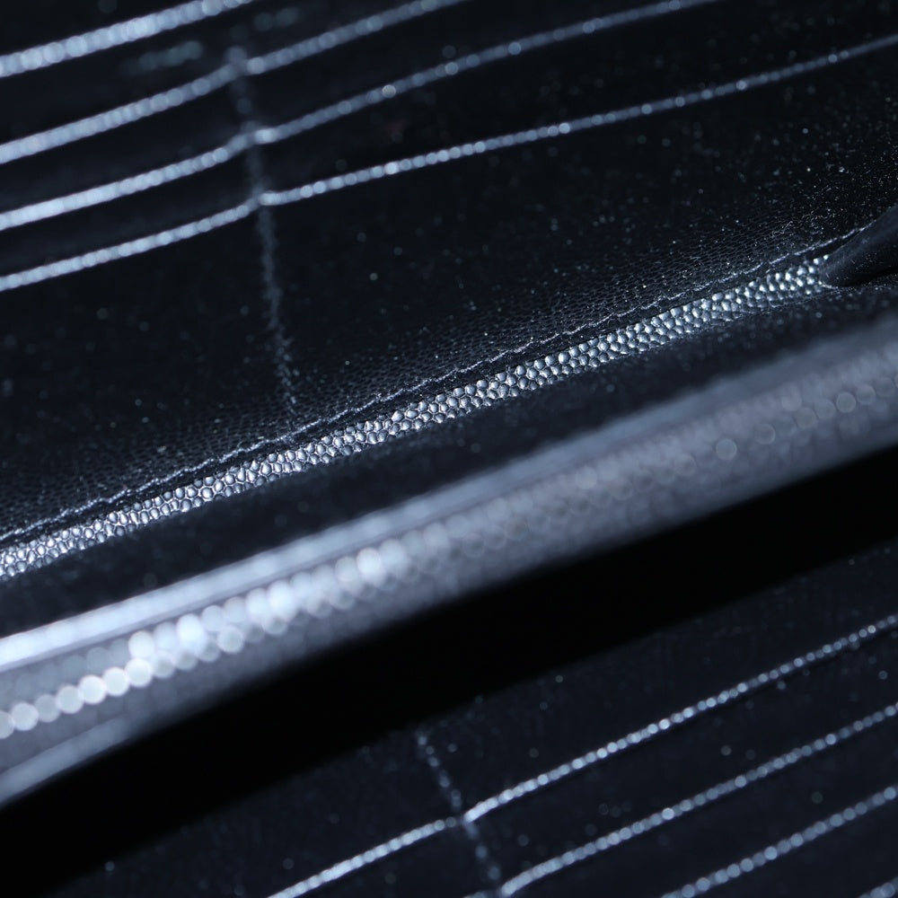 SAINT LAURENT PARIS(サンローランパリ) カサンドラ キルティング ラウンドジップ長財布 ロングウォレット カードケース ブラック レザー ブラック金具