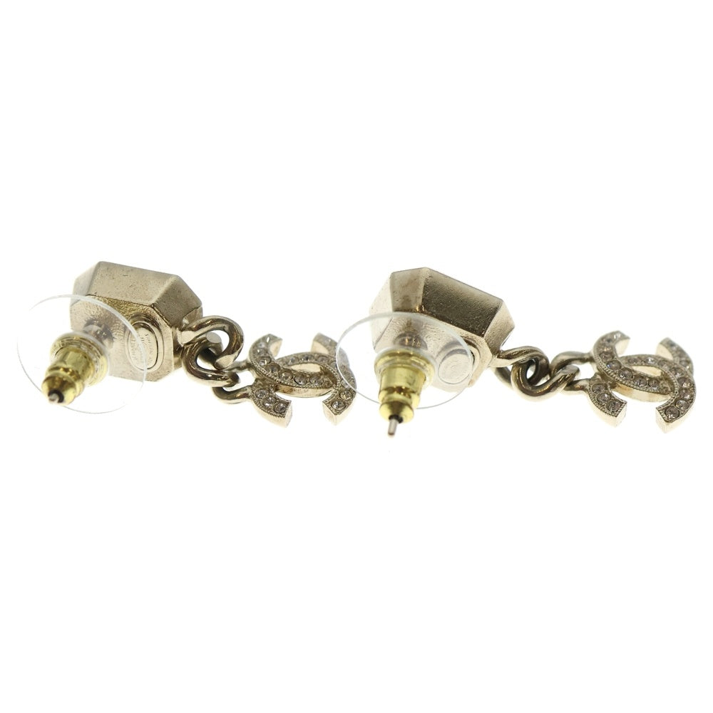 CHANEL(シャネル) ココマーク ラインストーン ピンク ゴールド ピアス AB9351