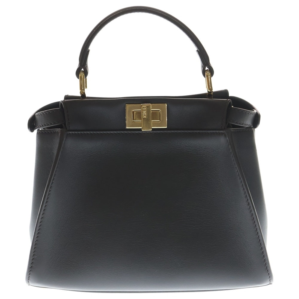 FENDI(フェンディ) ピーカブー ミニ 2Wayハンドバッグ ショルダーバッグ ダークブラウン レザー 8BN244 ゴールド金具 レディース