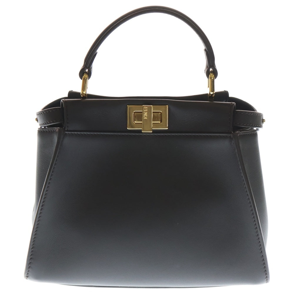 FENDI(フェンディ) ピーカブー ミニ 2Wayハンドバッグ ショルダーバッグ ダークブラウン レザー 8BN244 ゴールド金具 レディース