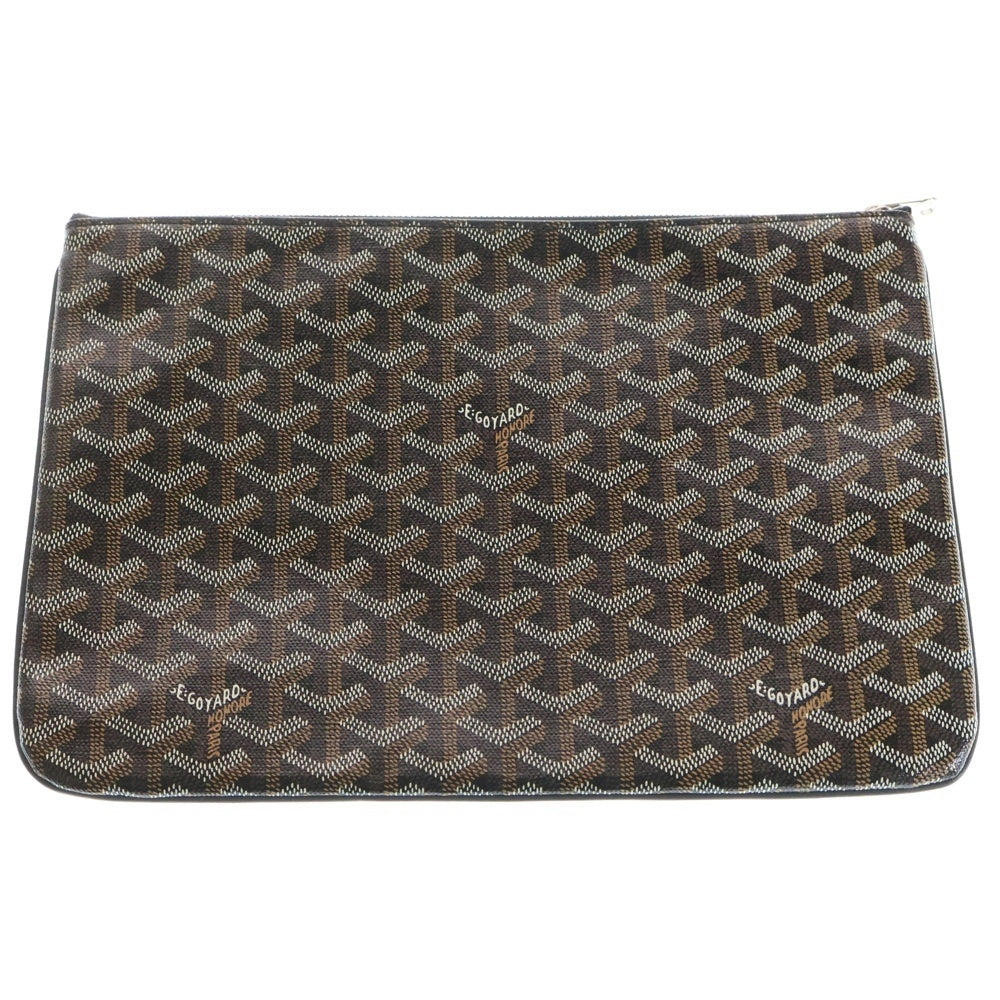 GOYARD(ゴヤール) セナMM PVC コーティングキャンバス クラッチ セカンドバッグ シルバー金具 ブラウン レディース