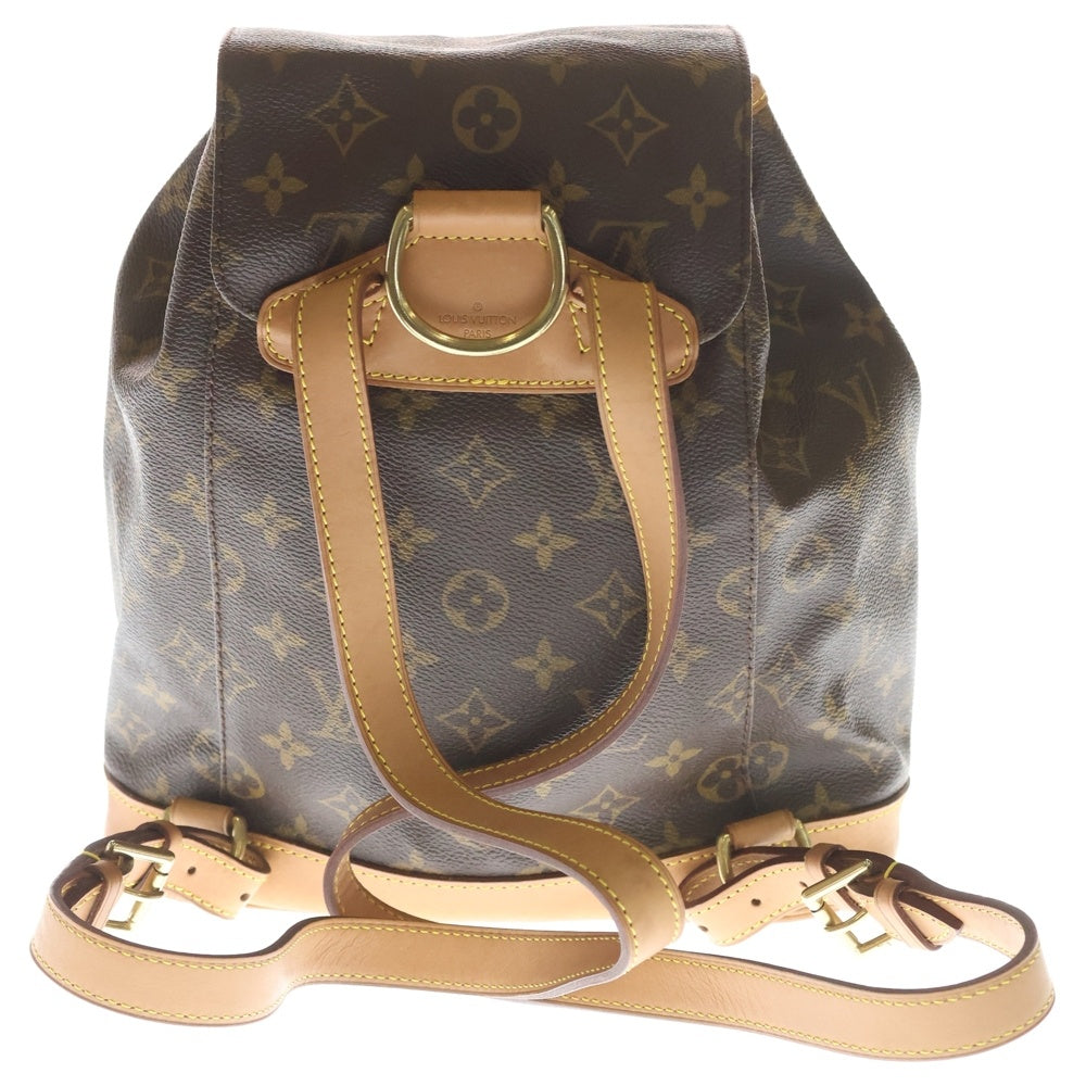 LOUIS VUITTON(ルイヴィトン) モノグラム モンスリMM リュックサック バックパック ブラウン レザー×PVC M51136 ゴールド金具 レディース