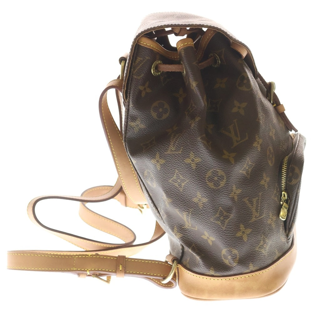LOUIS VUITTON(ルイヴィトン) モノグラム モンスリMM リュックサック バックパック ブラウン レザー×PVC M51136 ゴールド金具 レディース