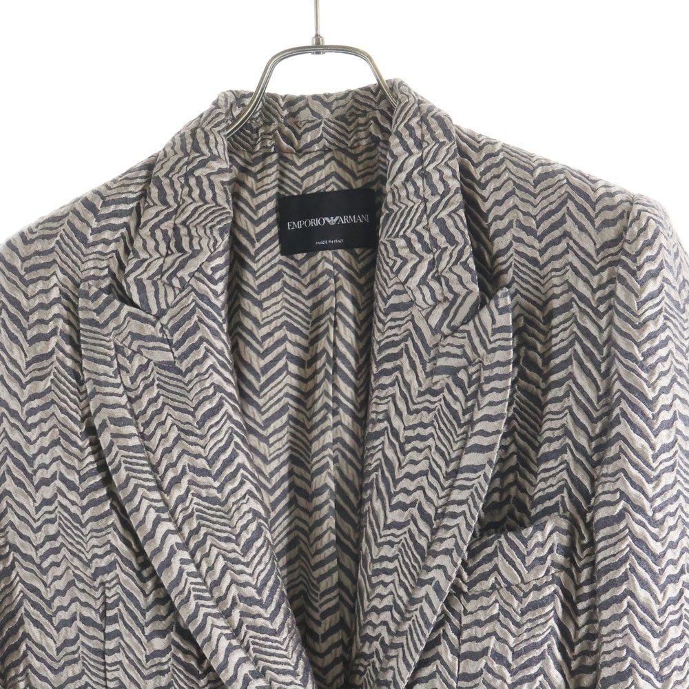 Armani Exchange(アルマーニ エクスチェンジ) ジャガード総柄 ピークドラペル ダブルブレスト テーラードジャケット グレー レディース