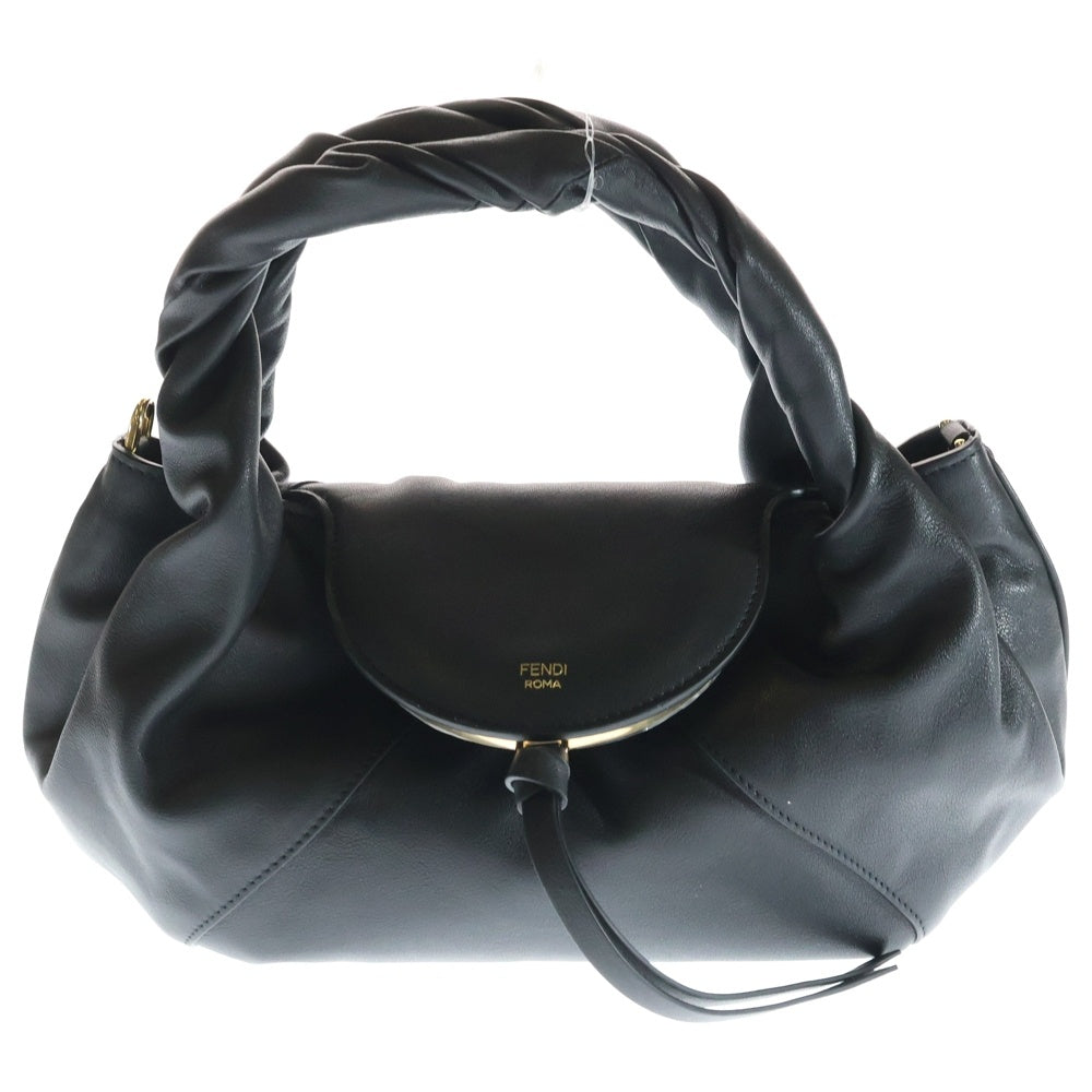 FENDI(フェンディ) FF スパイ スモール 2WAY レザーハンドバッグ ショルダーバッグ ブラック レザー 8BR383 ゴールド金具 レディース