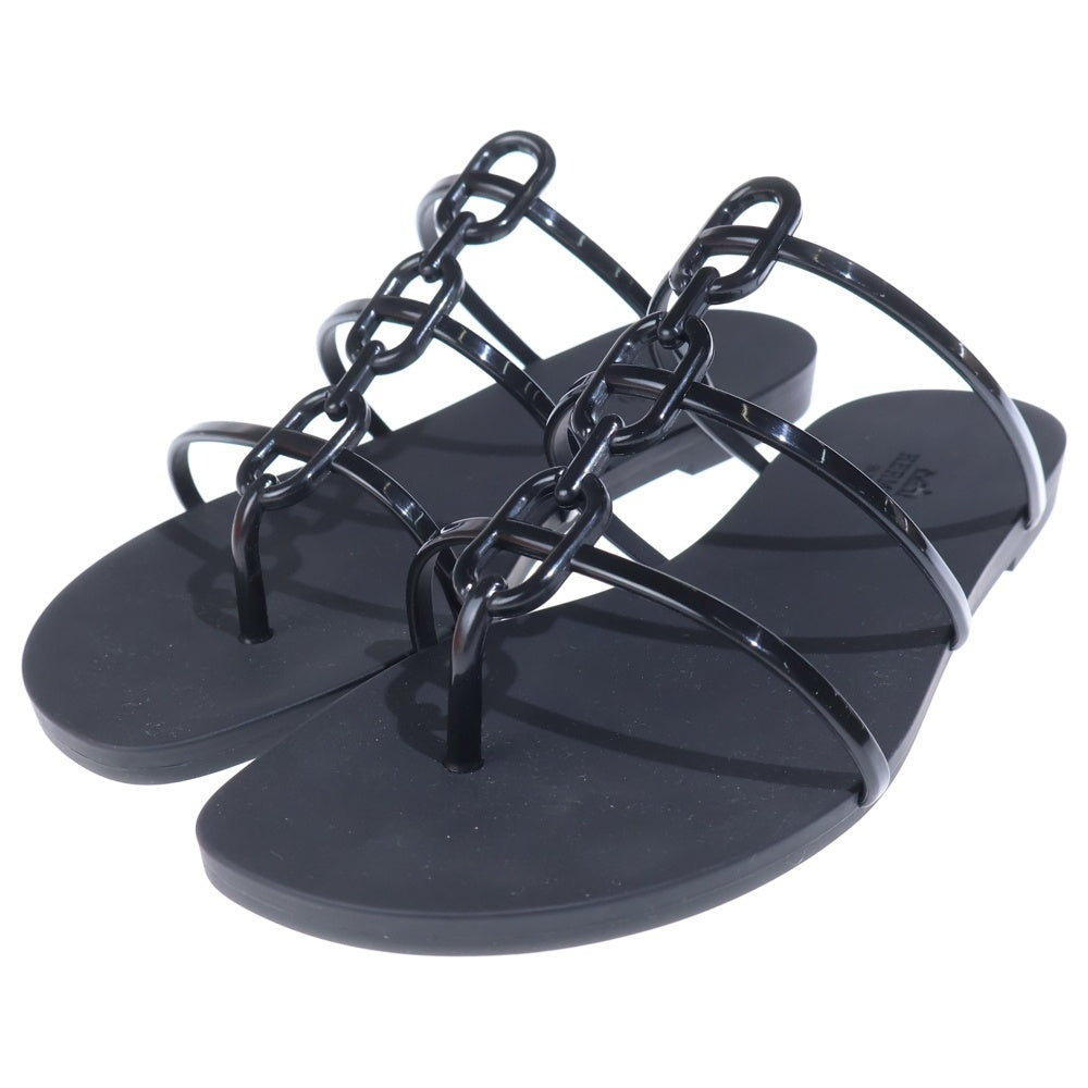 HERMES(エルメス) ミコノス シェーヌダンクル ラバー フラット サンダル ブラック レディース