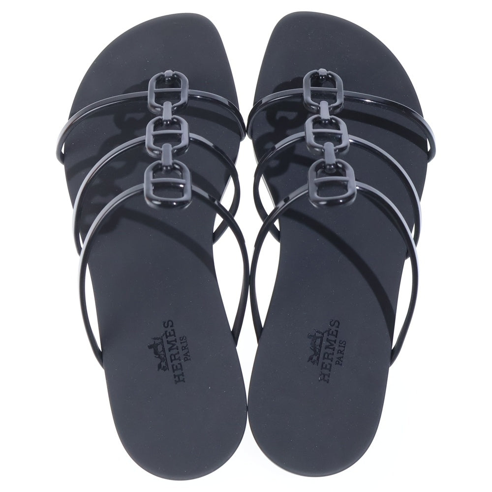 HERMES(エルメス) ミコノス シェーヌダンクル ラバー フラット サンダル ブラック レディース
