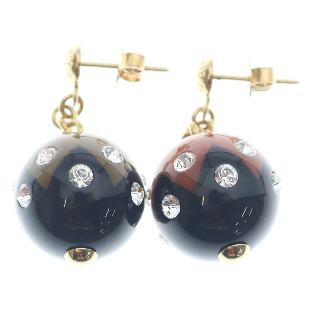 LOUIS VUITTON(ルイヴィトン) ブックルドレイユ・マグネティック ピアス ブラック×ブラウン GP M66397 ゴールド金具 レディース