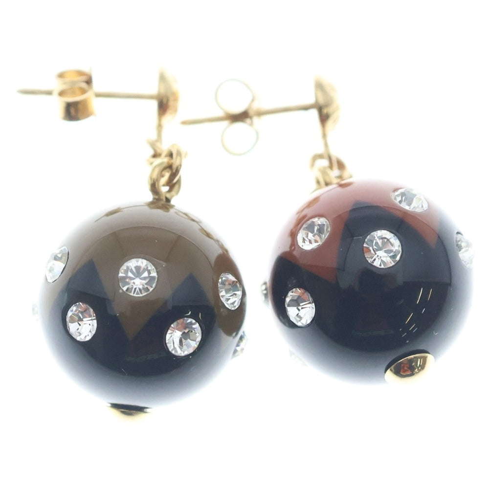 LOUIS VUITTON(ルイヴィトン) ブックルドレイユ・マグネティック ピアス ブラック×ブラウン GP M66397 ゴールド金具 レディース