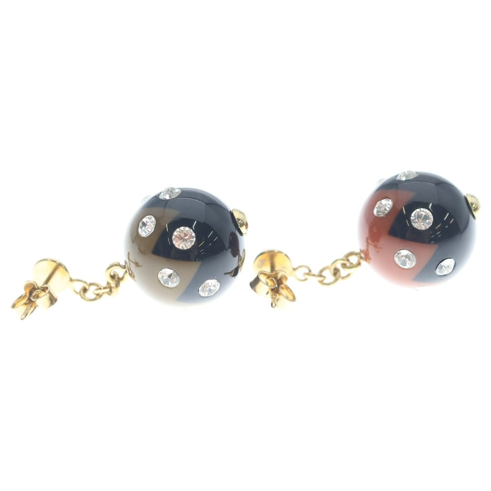 LOUIS VUITTON(ルイヴィトン) ブックルドレイユ・マグネティック ピアス ブラック×ブラウン GP M66397 ゴールド金具 レディース