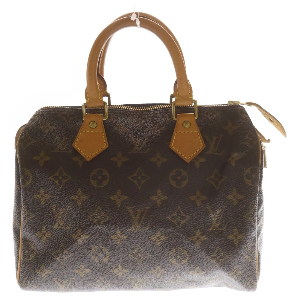LOUIS VUITTON(ルイヴィトン) モノグラム スピーディ25 ボストンバッグ ミニバッグ ブラウン レザー×PVC M41528 ゴールド金具 レディース