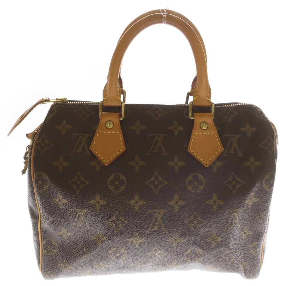 LOUIS VUITTON(ルイヴィトン) モノグラム スピーディ25 ボストンバッグ ミニバッグ ブラウン レザー×PVC M41528 ゴールド金具 レディース