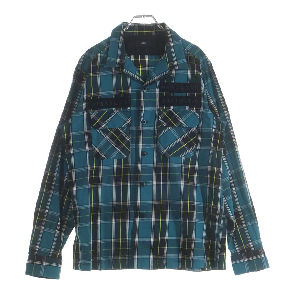 DIESEL(ディーゼル) ワッペンデザイン チェック総柄 長袖シャツ グリーン