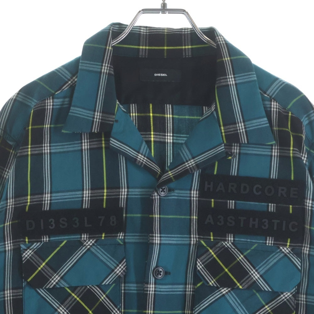 DIESEL(ディーゼル) ワッペンデザイン チェック総柄 長袖シャツ グリーン