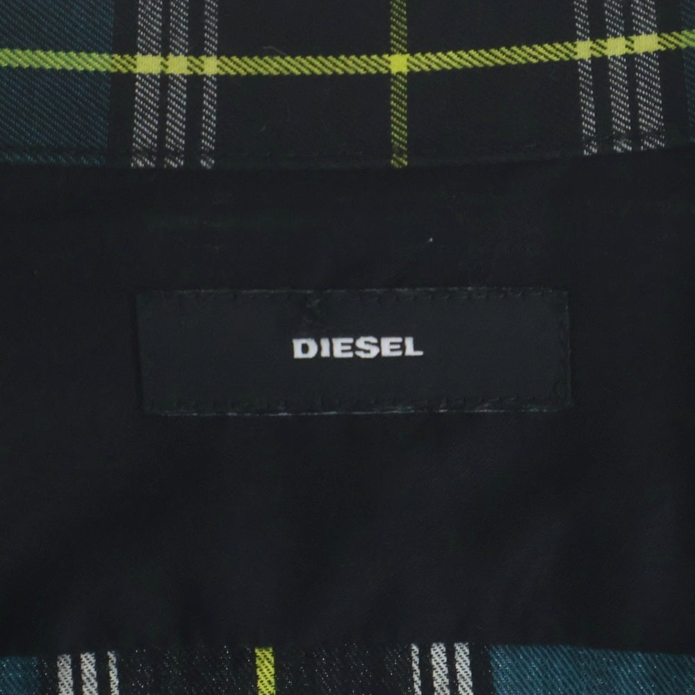 DIESEL(ディーゼル) ワッペンデザイン チェック総柄 長袖シャツ グリーン
