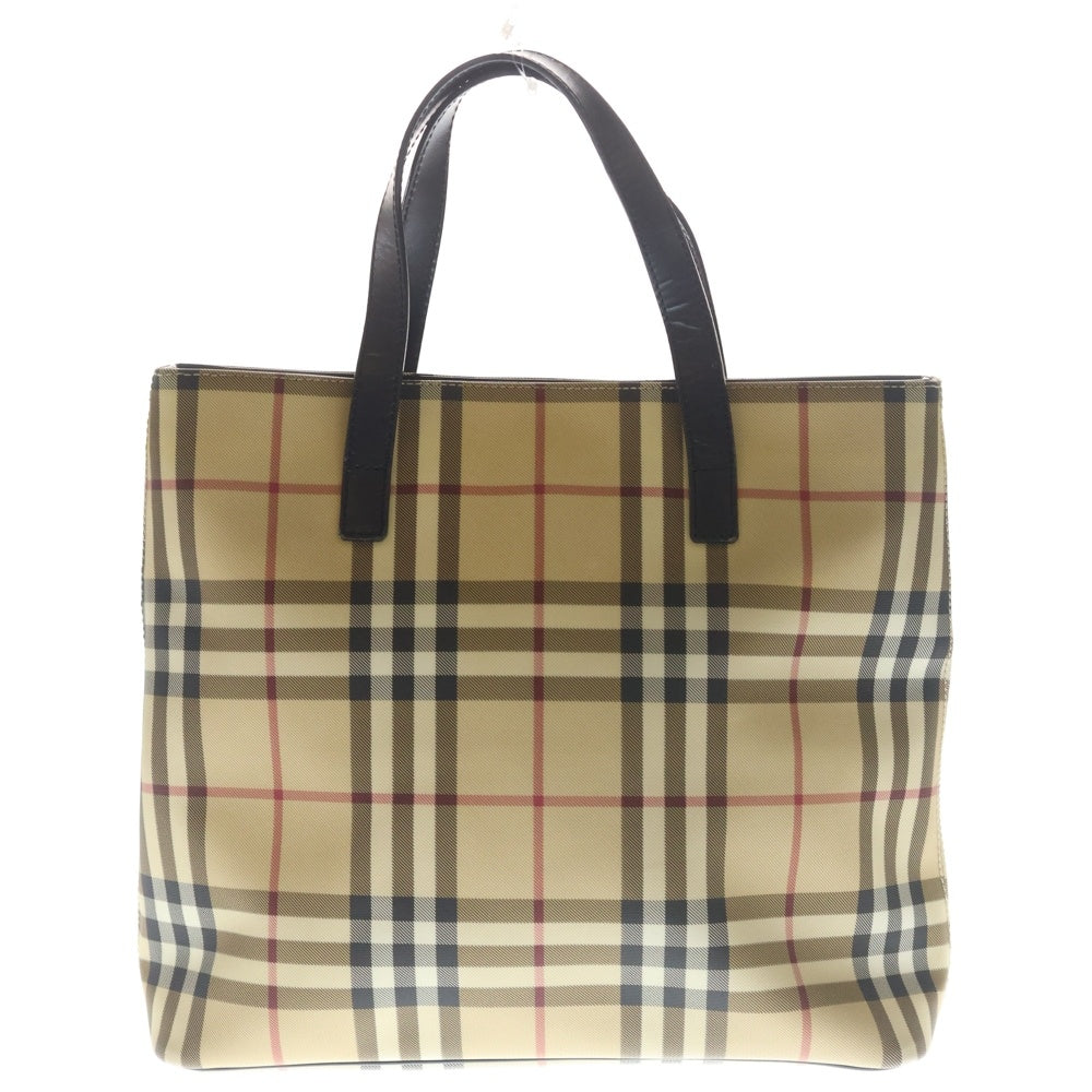 BURBERRY(バーバリー) ノバチェック柄 PVC レザー ハンド トートバッグ ベージュ レディース