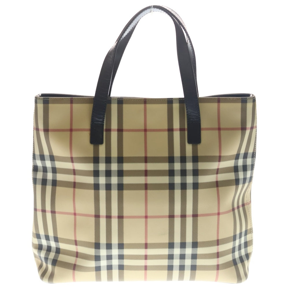 BURBERRY(バーバリー) ノバチェック柄 PVC レザー ハンド トートバッグ ベージュ レディース