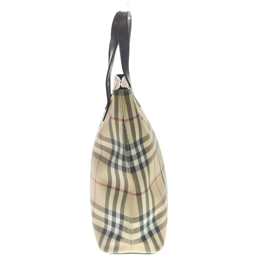 BURBERRY(バーバリー) ノバチェック柄 PVC レザー ハンド トートバッグ ベージュ レディース