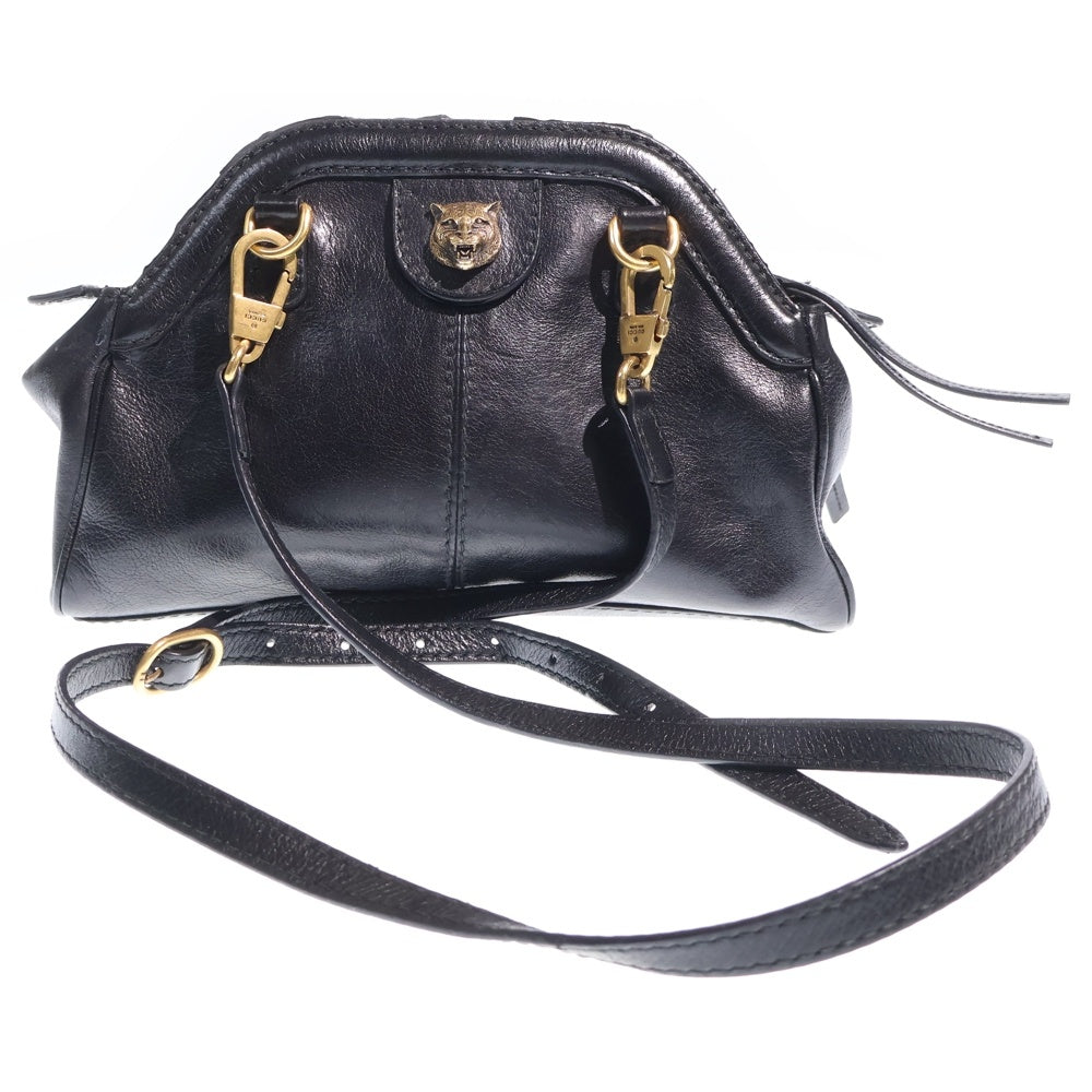 GUCCI(グッチ) GGマーモント リベル スモール ショルダーバッグ ブラック レザー 524620 ゴールド金具 レディース