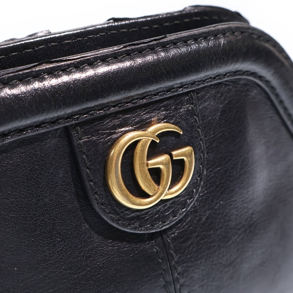GUCCI(グッチ) GGマーモント リベル スモール ショルダーバッグ ブラック レザー 524620 ゴールド金具 レディース