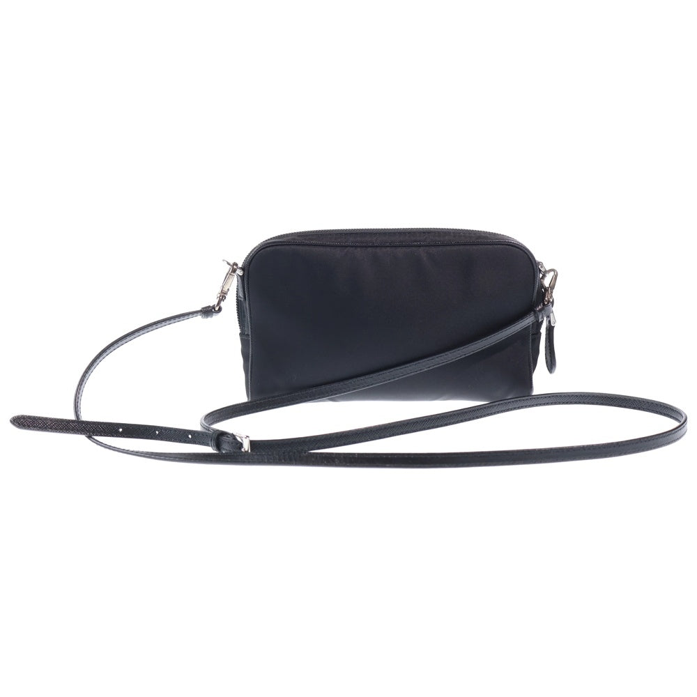 PRADA(プラダ) トライアングルロゴ サフィアーノレザー ナイロン ショルダーバッグ ブラック 1BP035 レディース