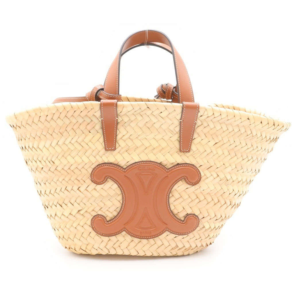 CELINE(セリーヌ) ティーントリオンフ パニエ 2WAYバッグ ショルダーバッグ ハンドバッグ ベージュ×ブラウン レザー×ラフィア レディース