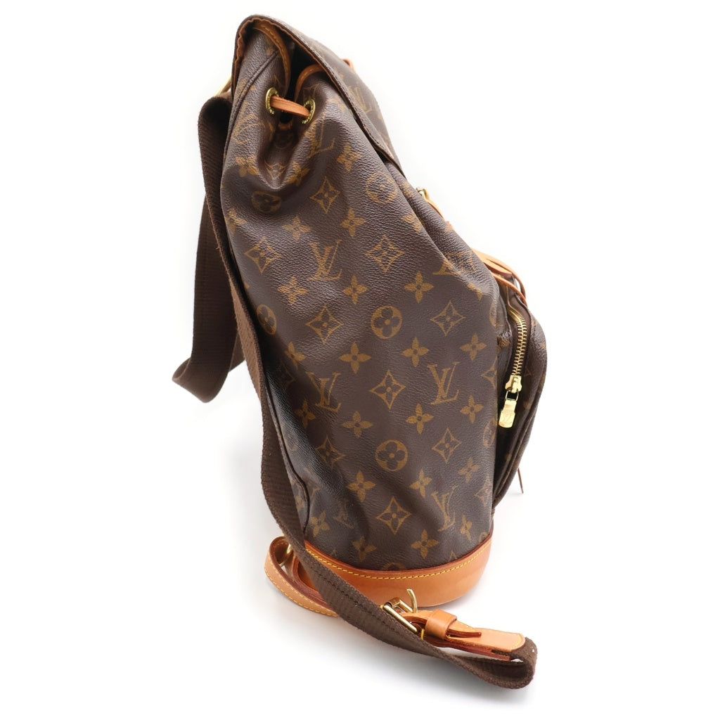 LOUIS VUITTON(ルイヴィトン) モノグラム モンスリMM リュックサック バックパック ブラウン PVCレザー M51136 ゴールド金具 レディース