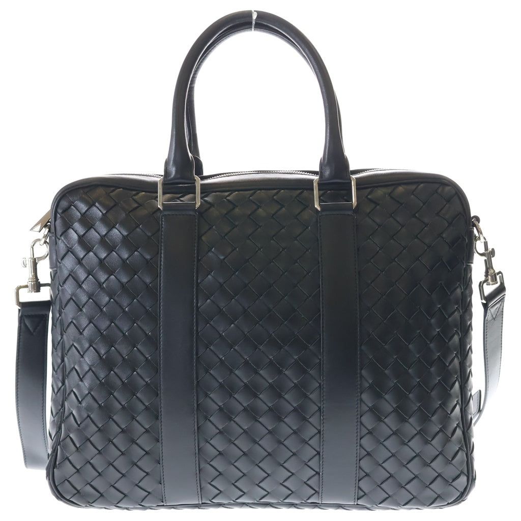 BOTTEGA VENETA(ボッテガヴェネタ) イントレチャート レザー スリム 2WAY ハンド ショルダー ブリーフケース ビジネスバッグ ブラック 690702 レディース