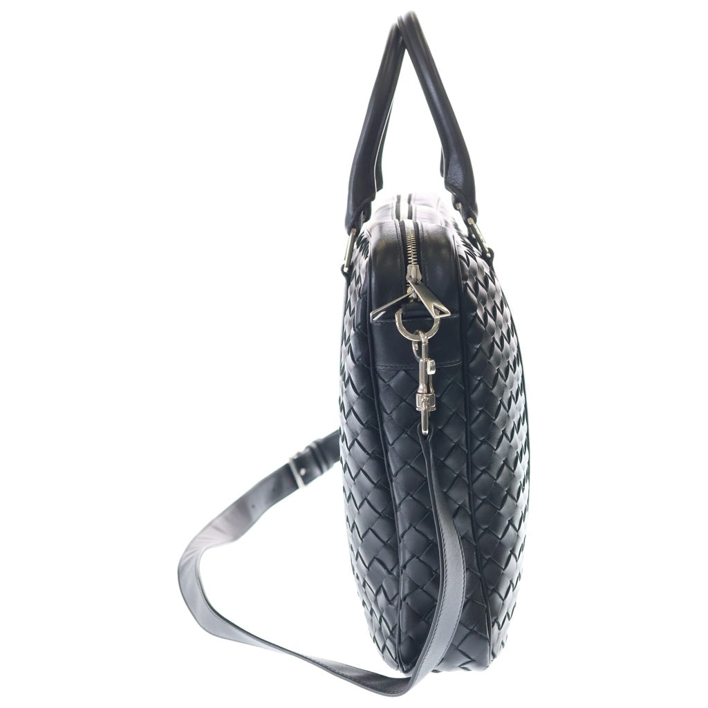 BOTTEGA VENETA(ボッテガヴェネタ) イントレチャート レザー スリム 2WAY ハンド ショルダー ブリーフケース ビジネスバッグ ブラック 690702 レディース