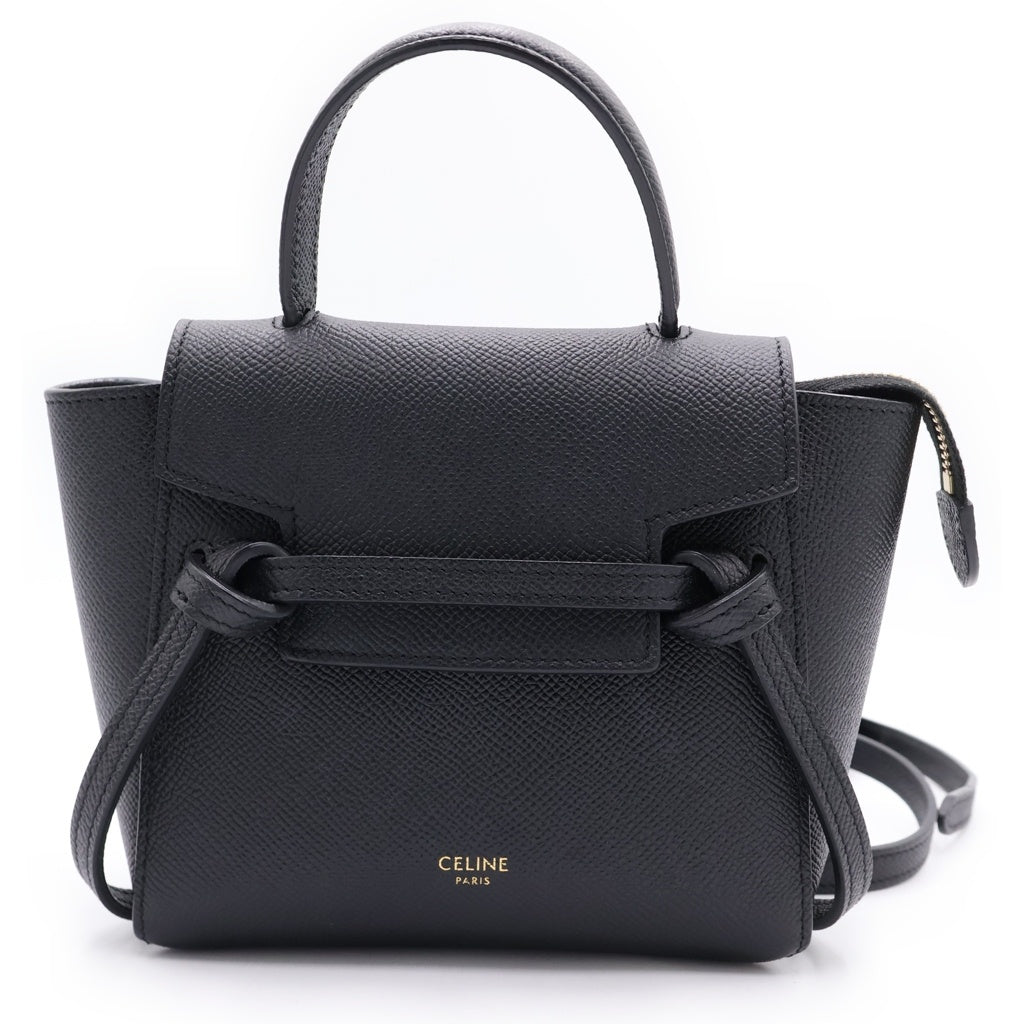 CELINE(セリーヌ) ベルトバッグ ハンドバッグ ピコ 2WAYバッグ ハンドバッグ ショルダーバッグ ブラック レザー ゴールド金具 レディース