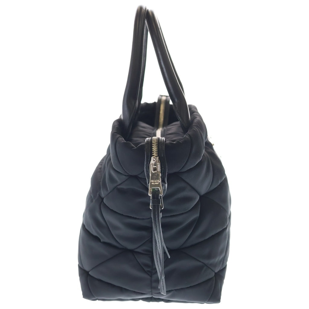PRADA(プラダ) リナイロン ミディアムパデット 2WAYバッグ ハンドバッグ ショルダーバッグ ブラック レザー×ナイロン 1BG436 シルバー金具 レディース