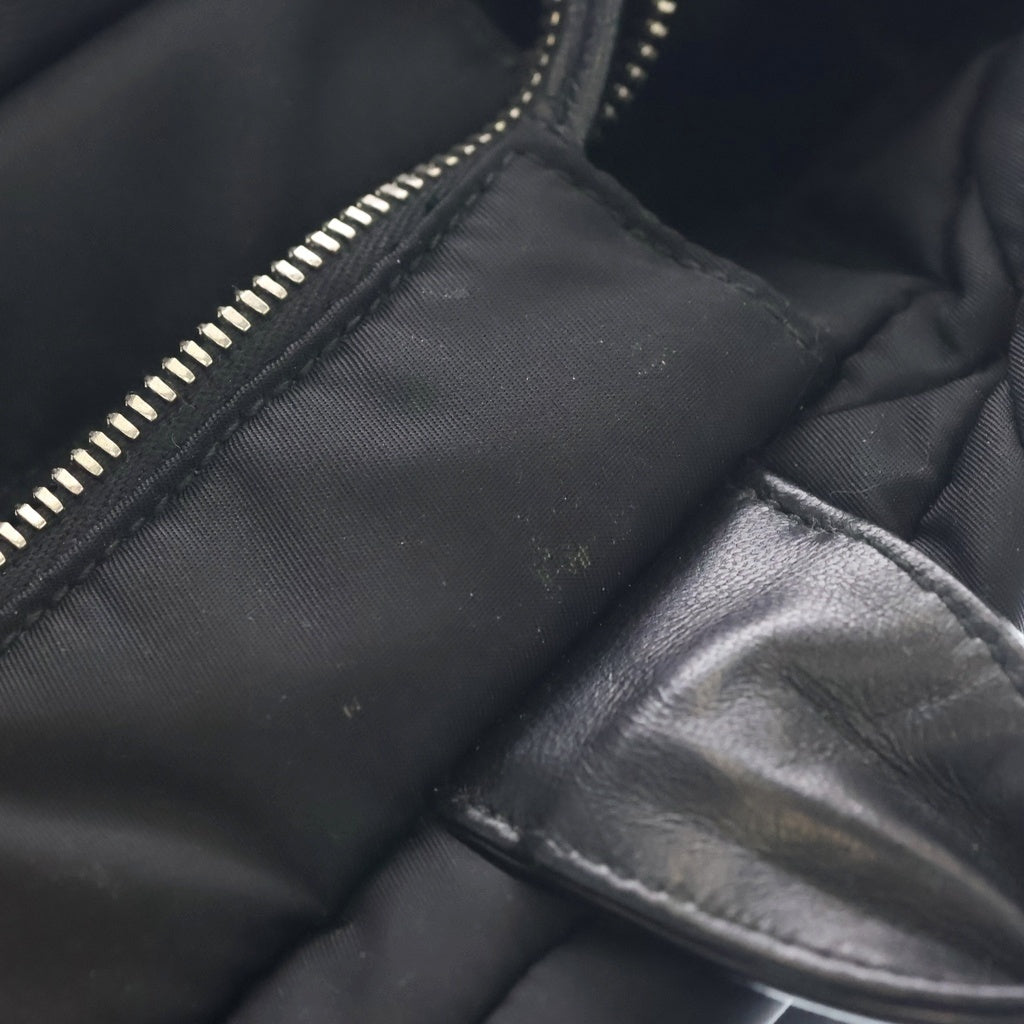 PRADA(プラダ) リナイロン ミディアムパデット 2WAYバッグ ハンドバッグ ショルダーバッグ ブラック レザー×ナイロン 1BG436 シルバー金具 レディース