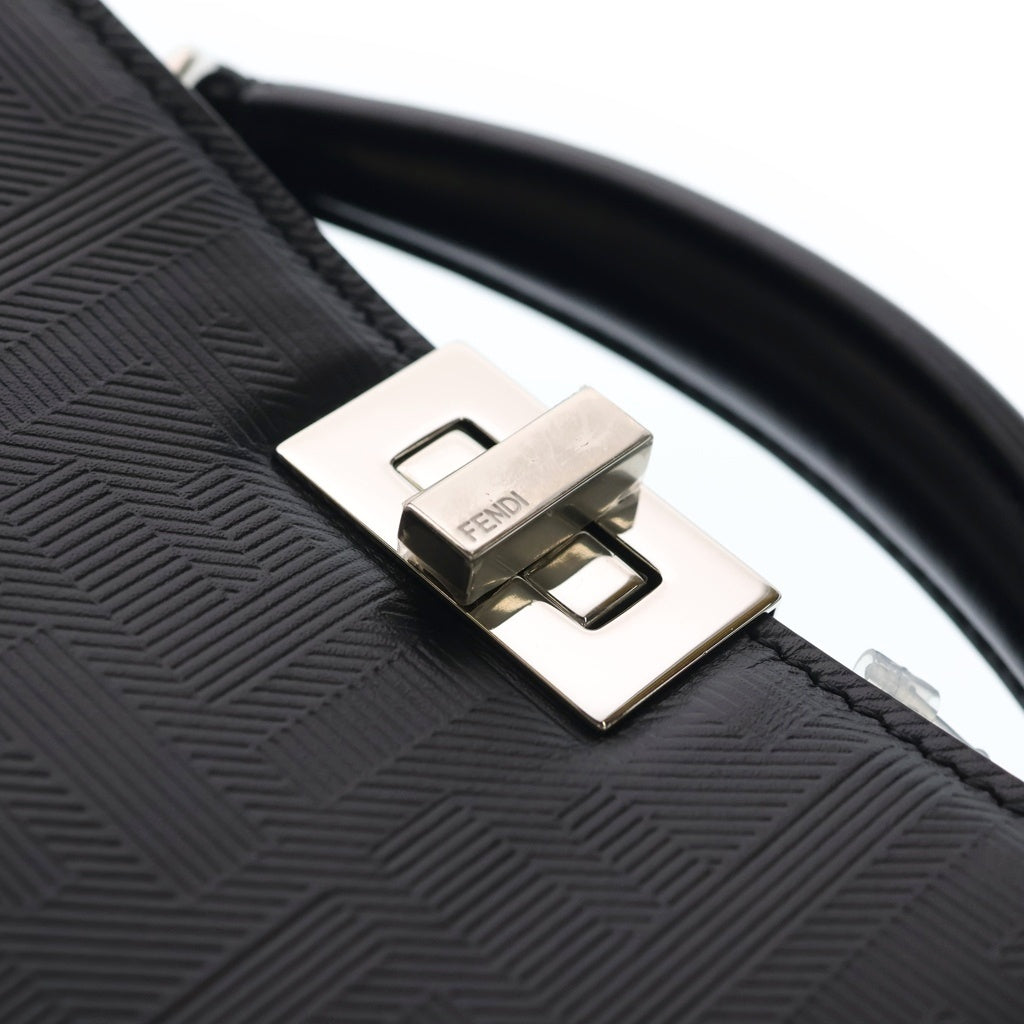 FENDI(フェンディ) ピーカブ アイシーユー エッククロス 2wayハンドバッグ ショルダーバッグ ブラック レザー 7VA582 シルバー金具 レディース