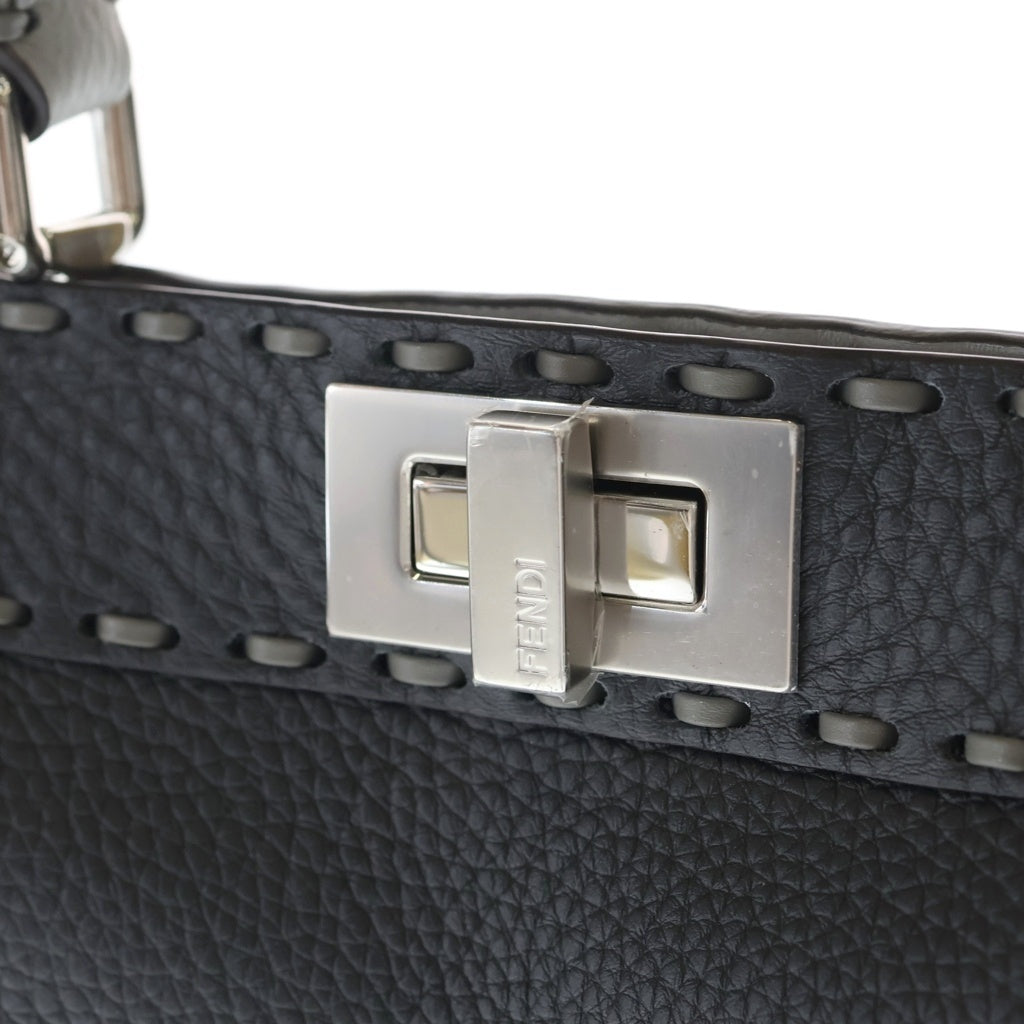 FENDI(フェンディ) ピーカブ アイシーユー スモール 2WAYバッグ ハンドバッグ ショルダーバッグ グレー レザー 8BN327 シルバー金具 レディース
