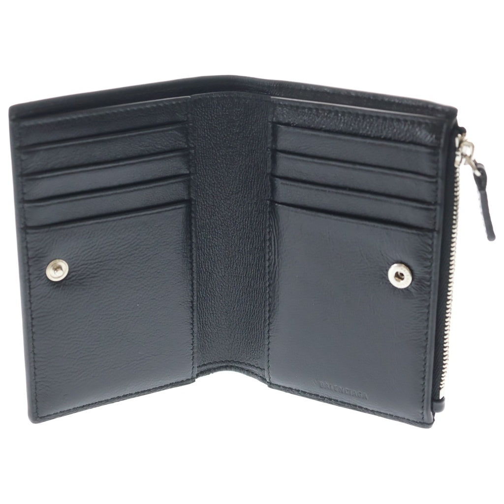 BALENCIAGA(バレンシアガ) キューティ バーティカル コンパクトウォレット 型押しレザー 財布 ブラック 694166