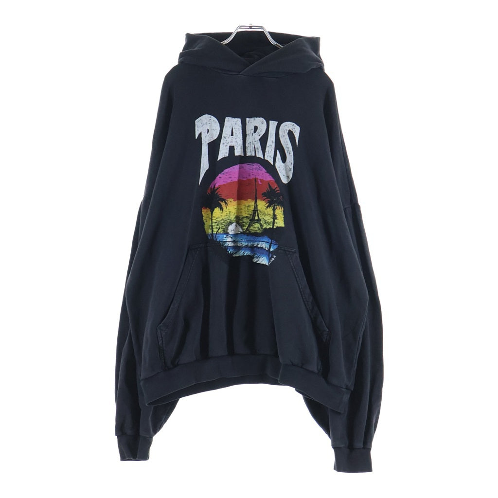 BALENCIAGA(バレンシアガ) 24AW Tropical Round Hoodie トロピカルラウンドフーディー プルオーバーパーカー ブラック 761458