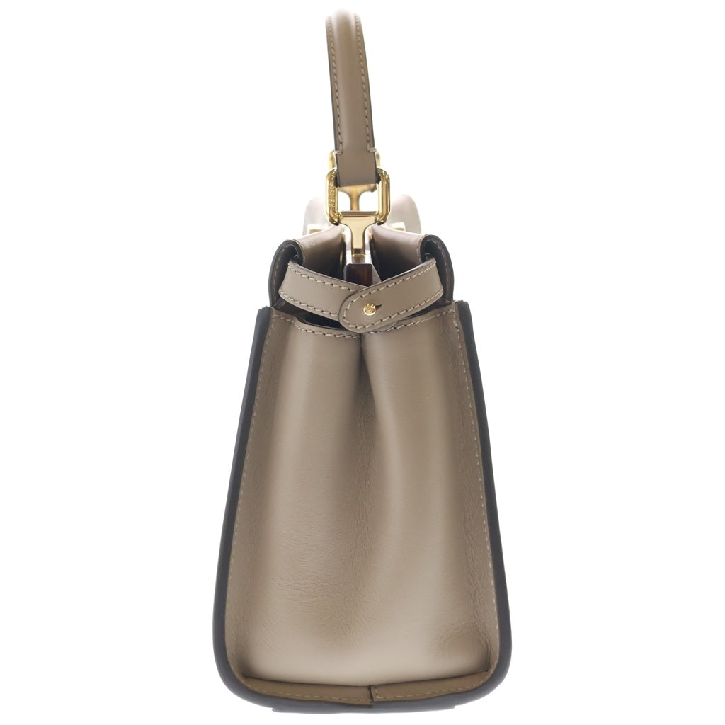 FENDI(フェンディ) ミニ ピーカブー レザー 2WAY ハンドバッグ ショルダーバッグ 8BN244 グレージュ レディース