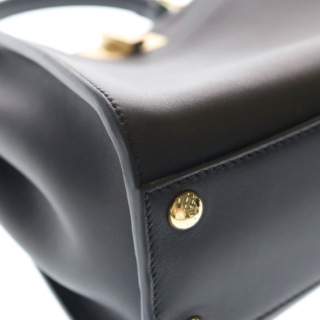 FENDI(フェンディ) ピーカブー セレリア ミニ レザー 2WAY ハンド ショルダーバッグ ゴールド金具 ブラック 8BN244 レディース