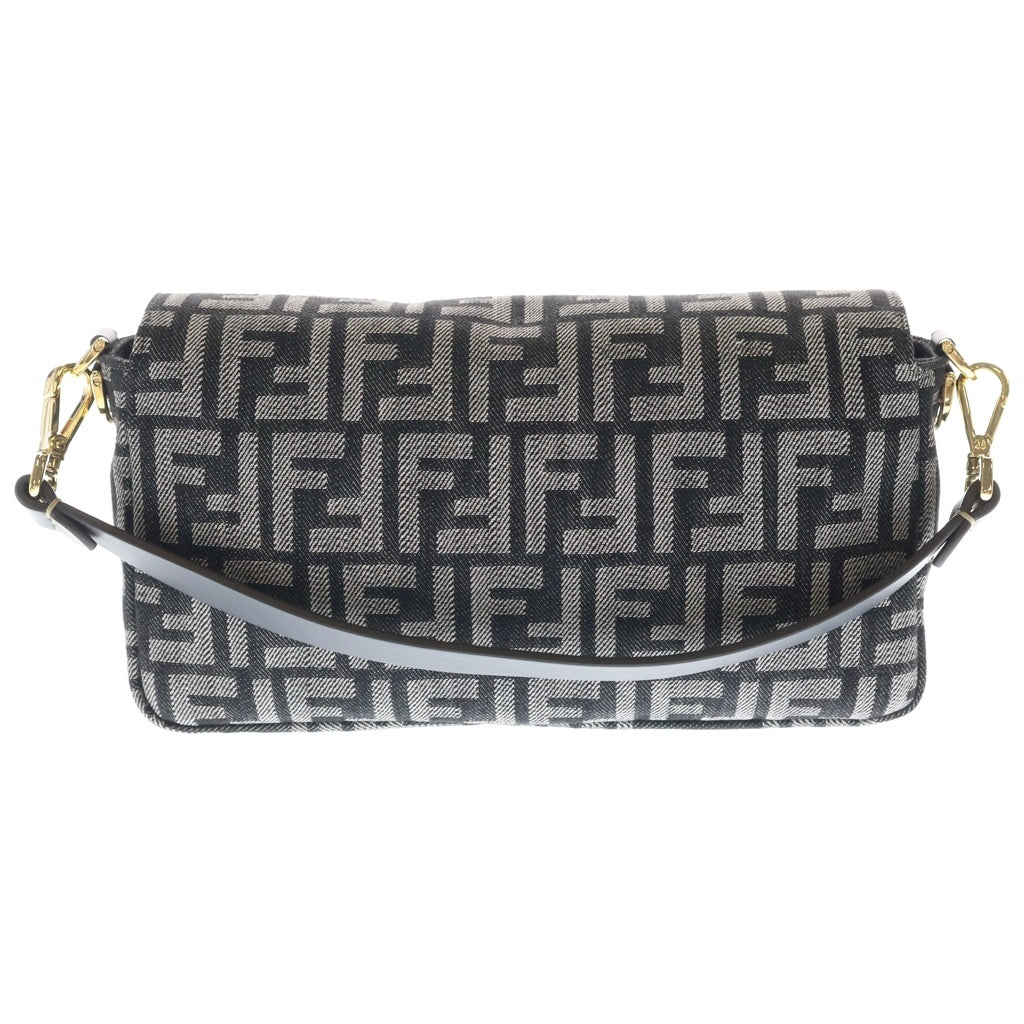 FENDI(フェンディ) 26SS FFジャガード マンマバゲット デニム 2WAY ショルダーバッグ ハンドバッグ ファブリック 8BR600 グレー/ブラック レディース