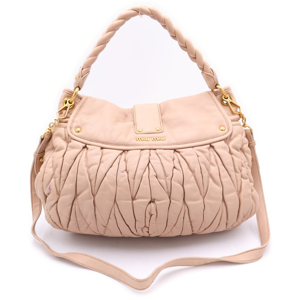miumiu(ミュウミュウ) マテラッセ 2wayハンドバッグ ベージュ系 GD金具 袋 レディース