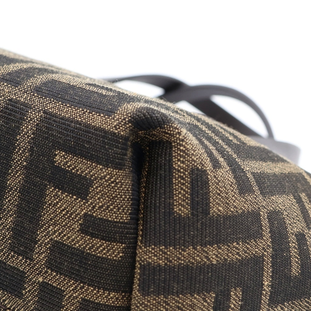 FENDI(フェンディ) ロール ミニ ファブリック FFジャガード 2WAYバッグ ショルダーバッグ ハンドバッグ ブラウン レザー×キャンバス 8BS096 ゴールド金具 レディース