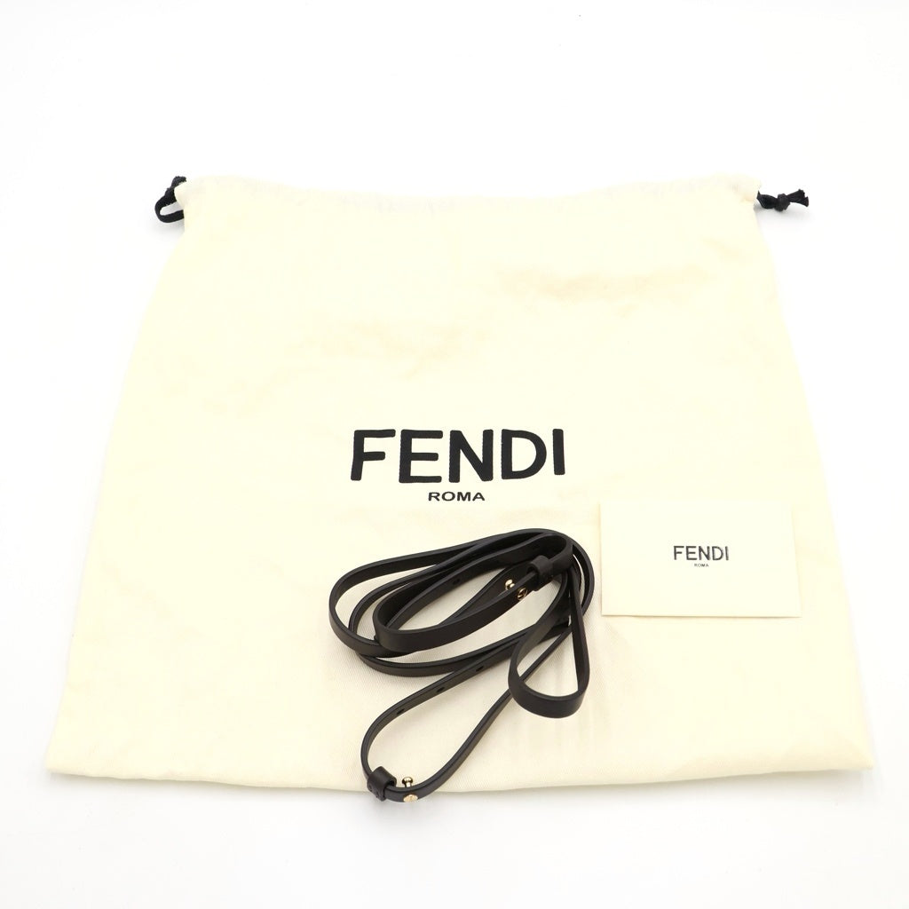 FENDI(フェンディ) ロール ミニ ファブリック FFジャガード 2WAYバッグ ショルダーバッグ ハンドバッグ ブラウン レザー×キャンバス 8BS096 ゴールド金具 レディース