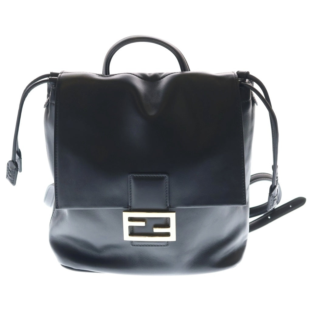 FENDI(フェンディ) バゲット FFロゴ バックパック リュックサック ブラック レザー 8BZ057AYJ1F0KUR ゴールド金具 レディース