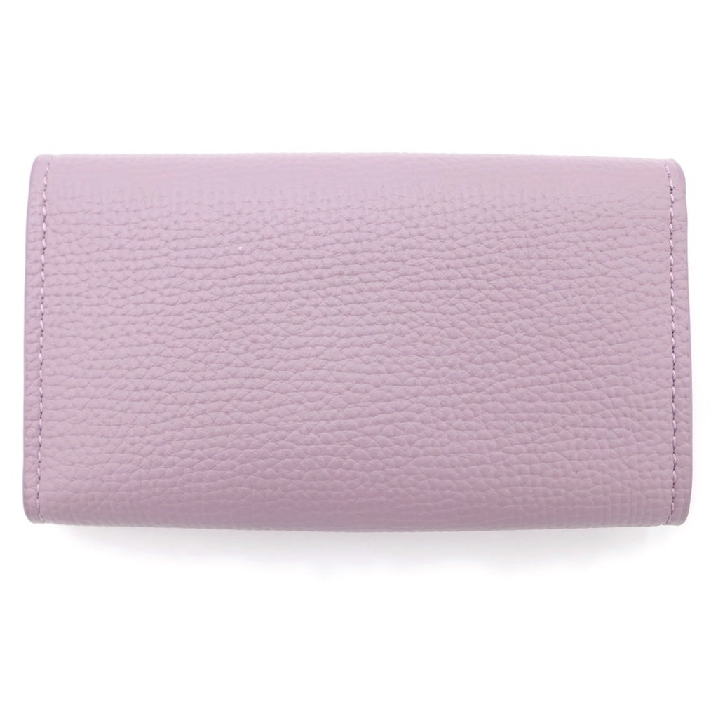 LOEWE(ロエベ) アナグラム 6連キーケース ペブルグレイン キーリング キーホルダー ライトパープル レザー シルバー金具