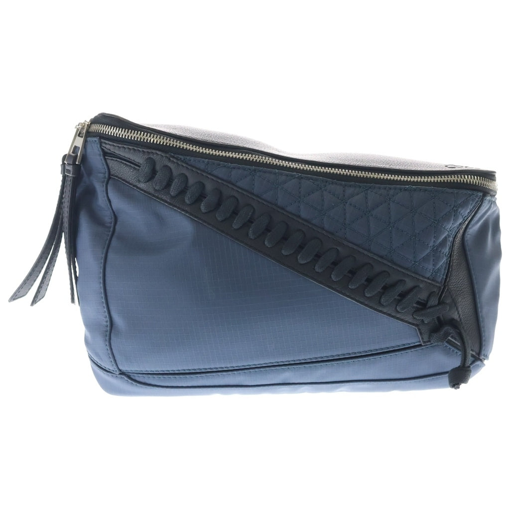 LOEWE(ロエベ) パズル スリングバッグ ボディバッグ ショルダーバッグ ブルー×ブラック レザー×ナイロン 306.50.T57 シルバー金具