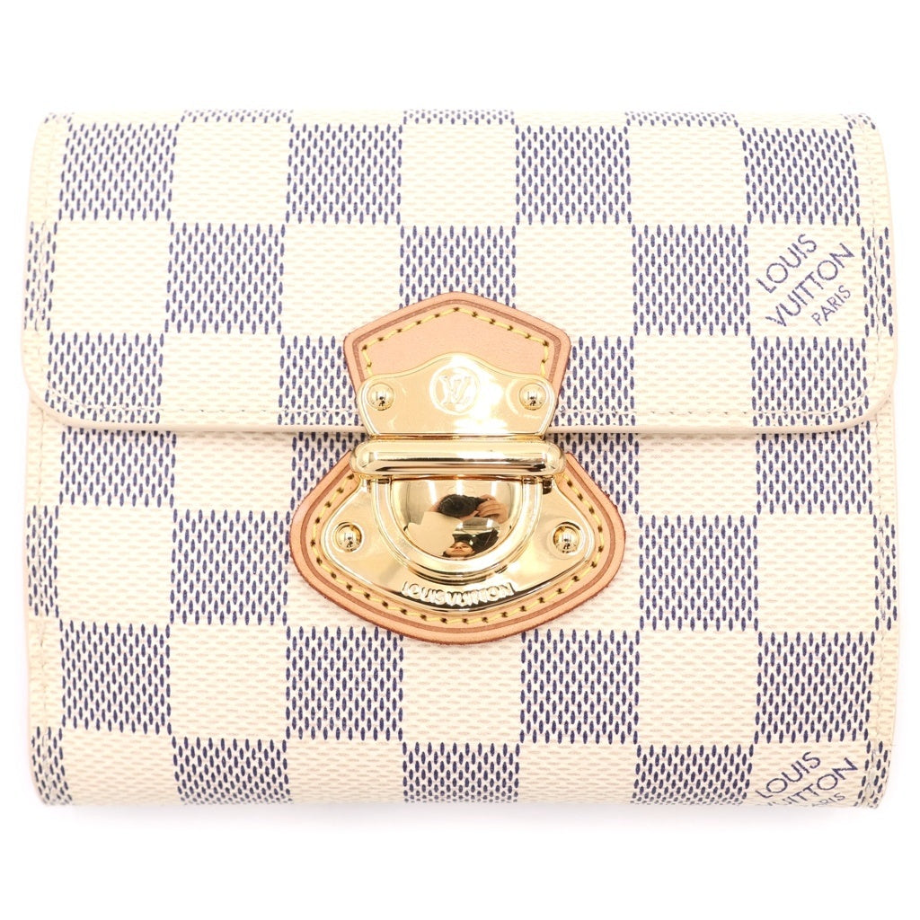 LOUIS VUITTON(ルイヴィトン) ダミエ アズール ポルトフォイユ ジョイ PVC レザー 三つ折り財布 コンパクトウォレット N60030 ホワイト系 レディース