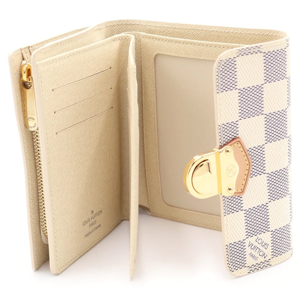 LOUIS VUITTON(ルイヴィトン) ダミエ アズール ポルトフォイユ ジョイ PVC レザー 三つ折り財布 コンパクトウォレット N60030 ホワイト系 レディース