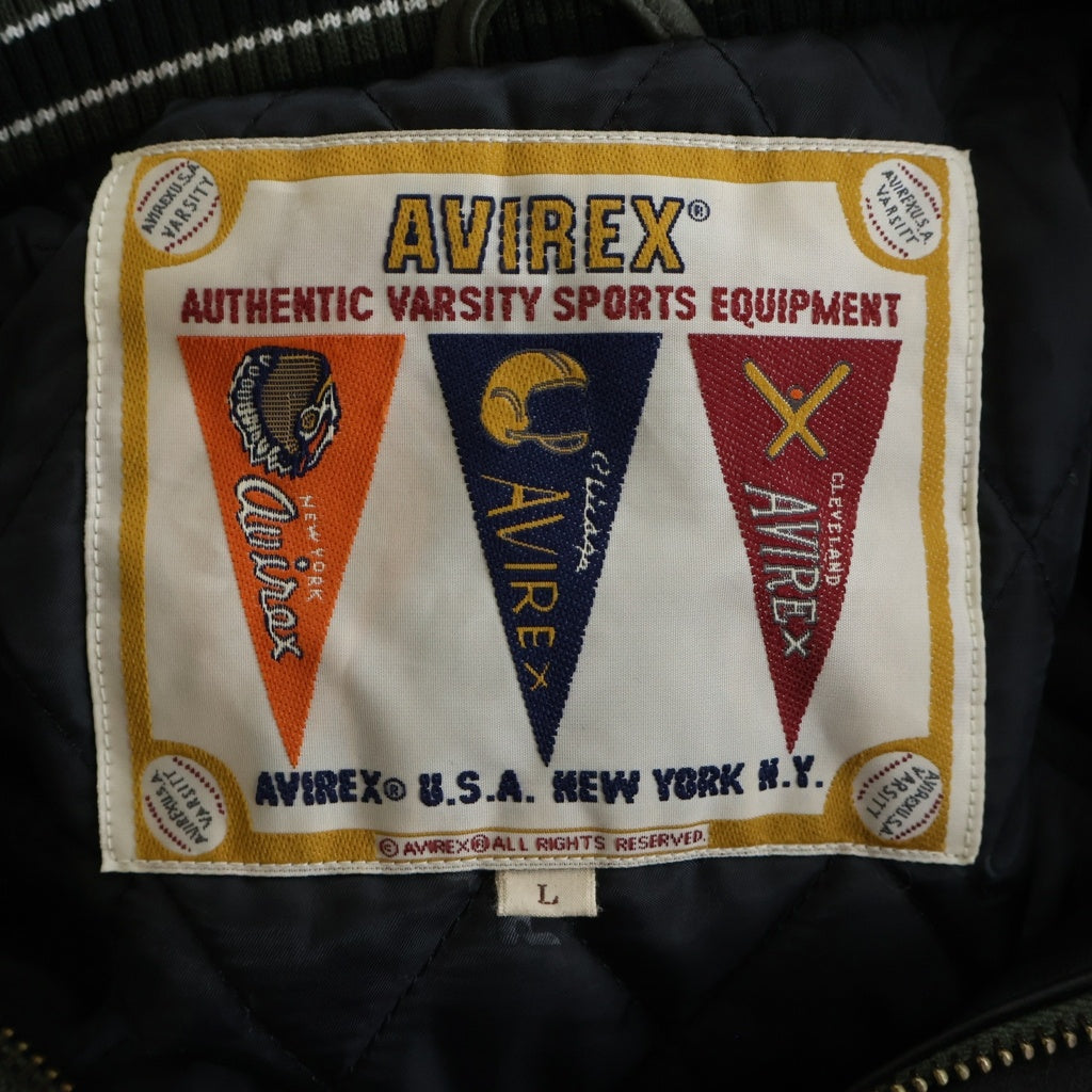 AVIREX(アヴィレックス) ワイルドベアーズ スタジアムレザージャケット カーキ×アイボリー #L レディース