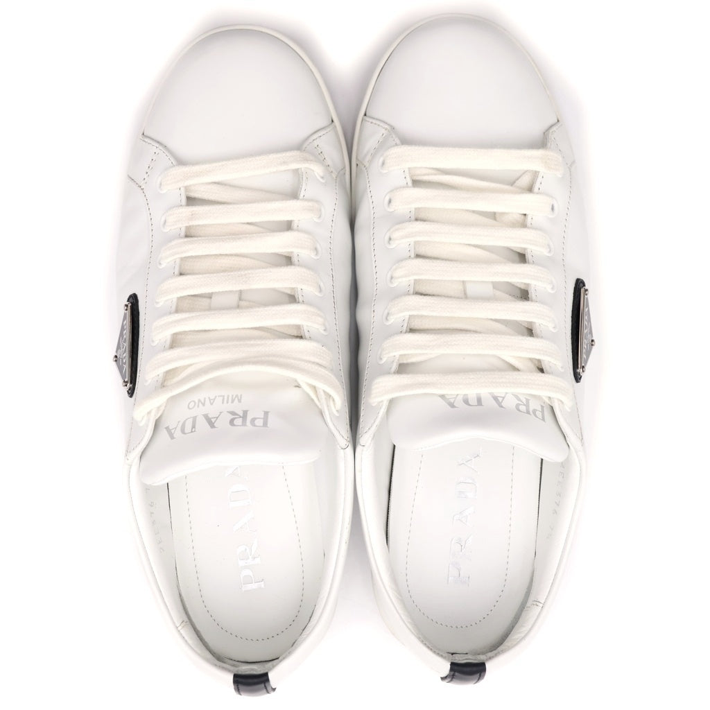 PRADA(プラダ) LANE レーン トライアングルロゴ ブラッシュドレザー ローカットスニーカー シューズ ホワイト 2EE376 3F0E